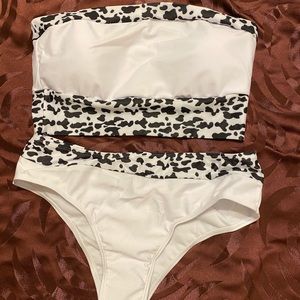 Dalmatian Trim Bandeau Bikini Swimsuit